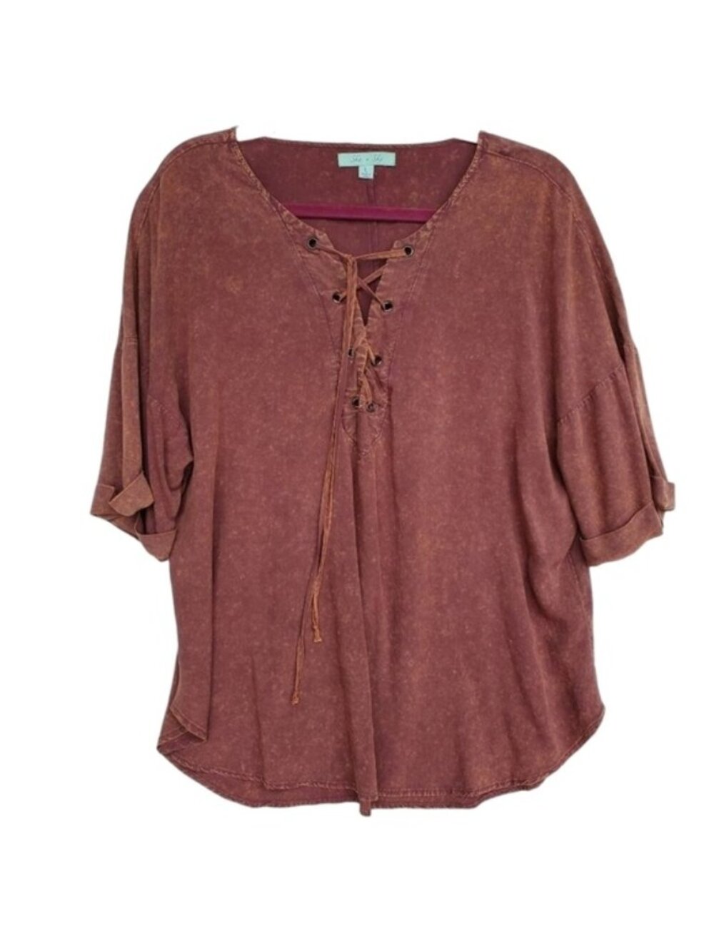 SHE & SKY Shirt Acid drop Short sleeve top Size L